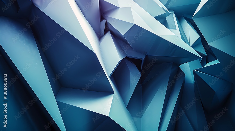 Poster abstract geometric shapes composed of various interconnecting solid surfaces