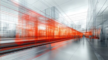 Abstract Architectural Visualization:  Futuristic Train Station Design