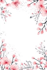 Naklejka premium Delicate watercolor painting depicting blossoming pink flower branches on white