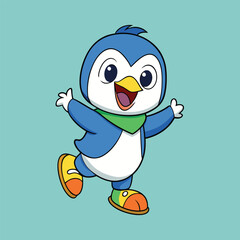 dancing cute baby penguin vector illustration