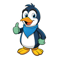 Obraz premium Penguin wearing a scarf and sunglasses , giving thumbs up vector illustration