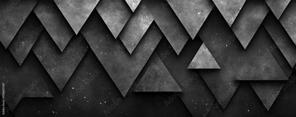 Poster a black and white image of triangles with a star in the middle. the triangles are arranged in a way 