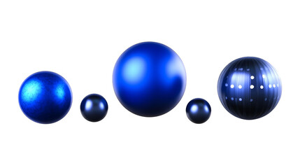 3D Abstract Blue Spheres Floating On Isolated Black Background Illustration