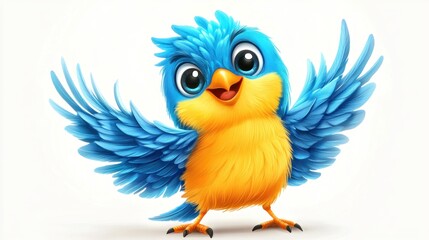 Cheerful Blue Bird Illustration: A Delightful Digital Artwork