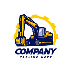 excavator logo isolated white background for heavy equipment companies