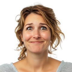 A Woman with a Sarcastic Grin and Sparkling Eyes Isolated on Transparent Background