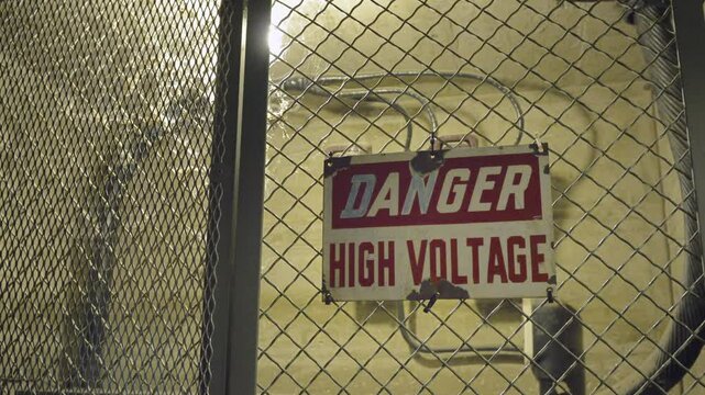 Danger High Voltage sign inside the Hoover Dam, Hoover Dam, Arizona, Nevada, USA