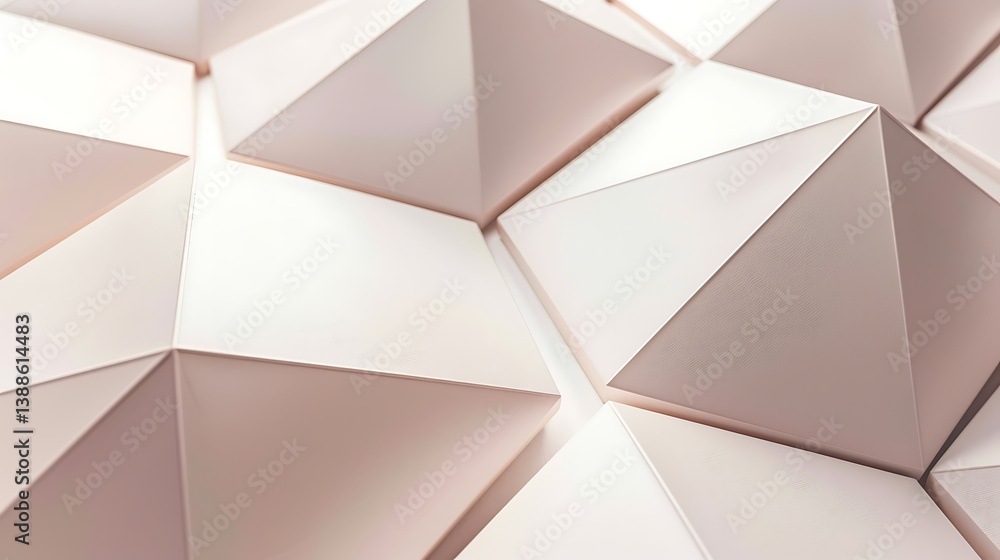 Poster geometric shapes with triangular faces form a repeating patterned surface