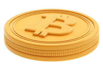 3D Illustration of Golden Bitcoin Cryptocurrency Isolated on Transparent Background