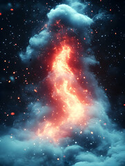 Fiery Nebula 3D Illustration