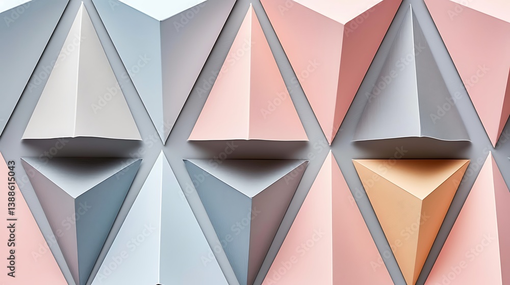 Poster abstract graphic art features a pattern of folded geometric shapes