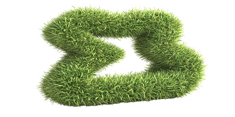 3D Illustration Of Abstract Green Grass Shape Isolated On Black Background