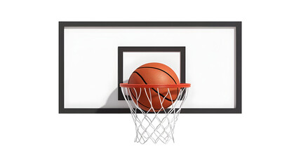 3D Illustration Of Basketball Ball Passing Through The Hoop Net On Black Background