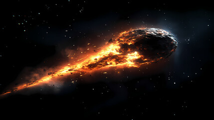 Cosmic collision: a fiery asteroid impact on earth, a breathtaking depiction of planetary destruction and cosmic chaos. witness the devastating power of nature's fury!. Withered Universe. Illustration