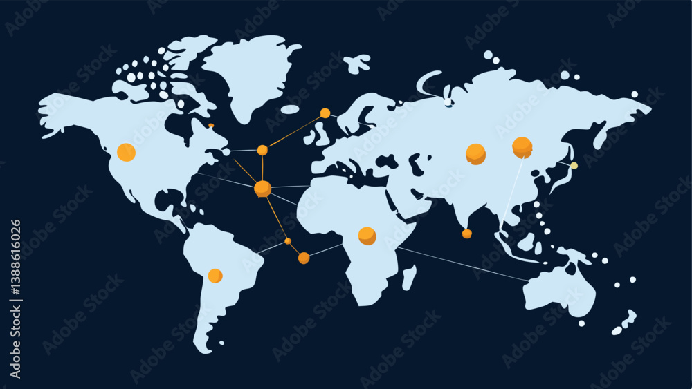 Poster global connectivity a map silhouette showing connections and lines between techadvanced countries wi