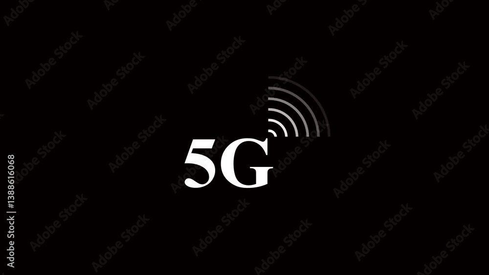 Poster the animated 5g network icon design in flat icon. technology concept icon. 5g network animation on b