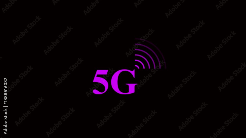 Poster the animated 5g network icon design in flat icon. technology concept icon. 5g network animation on b