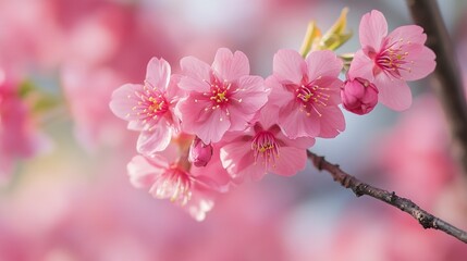 Obraz premium Close-up of Delicate Pink Cherry Blossoms