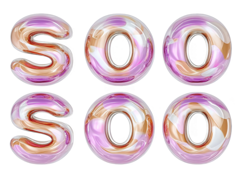 3D Illustration of Colorful Shiny Floating Number Balloons on Transparent Background