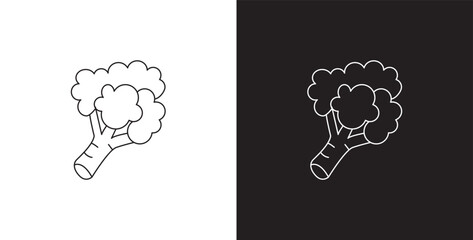 Broccoli vegetable line icon. Vegetable vector illustration icon. Collection of icons with editable strokes in transparent and black background.