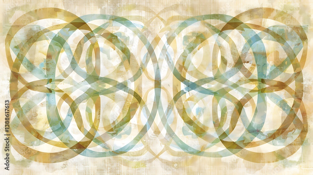 Poster overlapping watercolor arches in various shades of color on a textured background