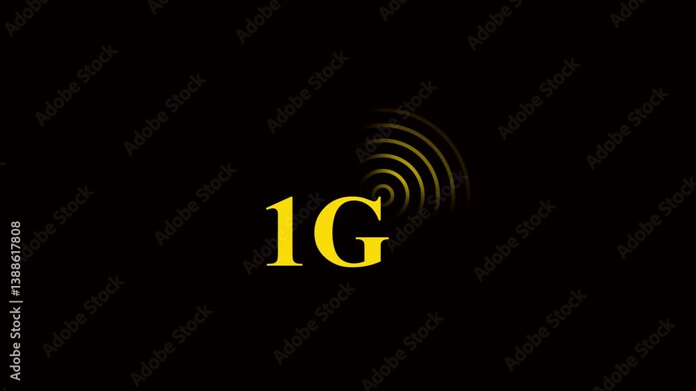 Poster the animated 1g network icon design in flat icon. technology concept icon. 1g network animation on b