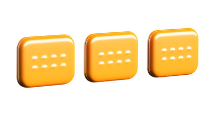 3D Illustration Of Three Orange Buttons Interface Design On Black Background