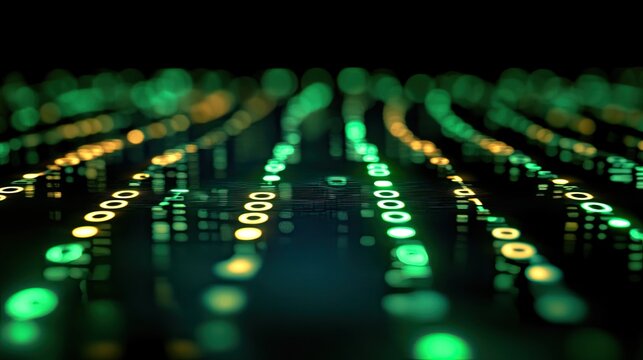 Illuminated digital display with numerical patterns of green and yellow light