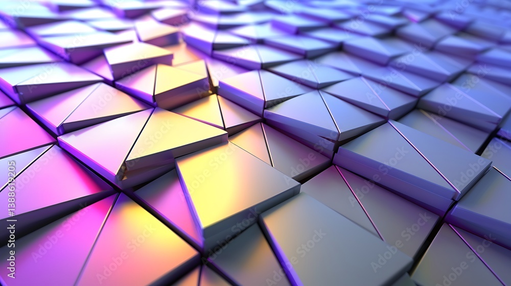 Poster abstract design with triangular tiles and a vibrant color gradient