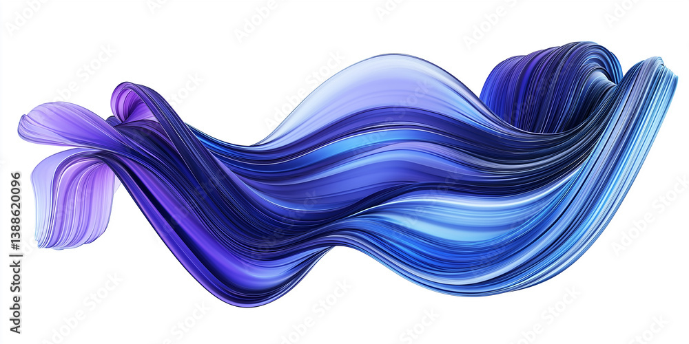 Poster blue and purple paint stroke creating abstract wavy shape