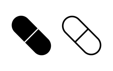 Pills icon vector illustration. capsule icon. Drug sign and symbol