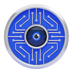 PNG 3D bionic eye Icon Isolated on a White Background