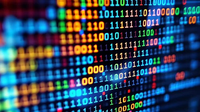 Colorful Binary Code Abstract Background Video