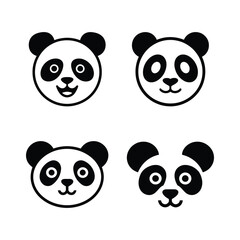 set of panda faces vector illustration