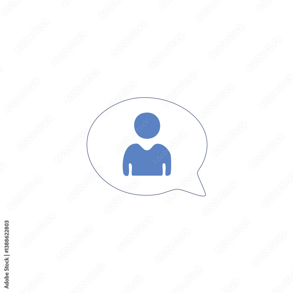 Poster vector shared contact, bubble speech with person icon. application and web interfaces, infographics,