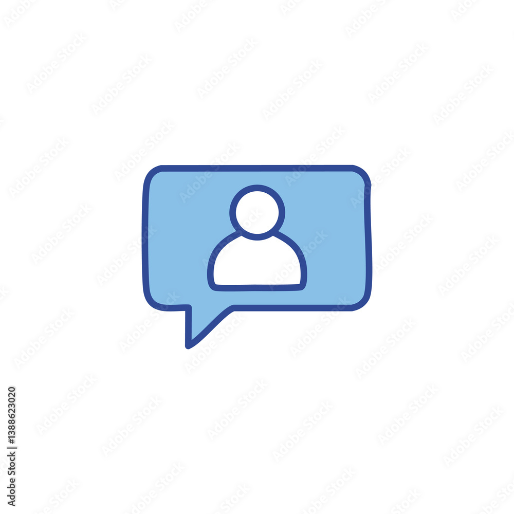 Poster vector shared contact, bubble speech with person icon. application and web interfaces