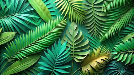 Tropical Palm Leaves Green Paper Cutouts