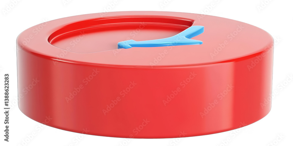 Aufkleber 3d rendered button with blue symbol on red circle isolated background