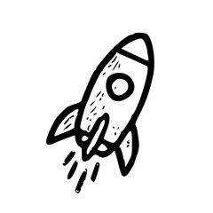 Hand-Drawn Rocket Ship Illustration