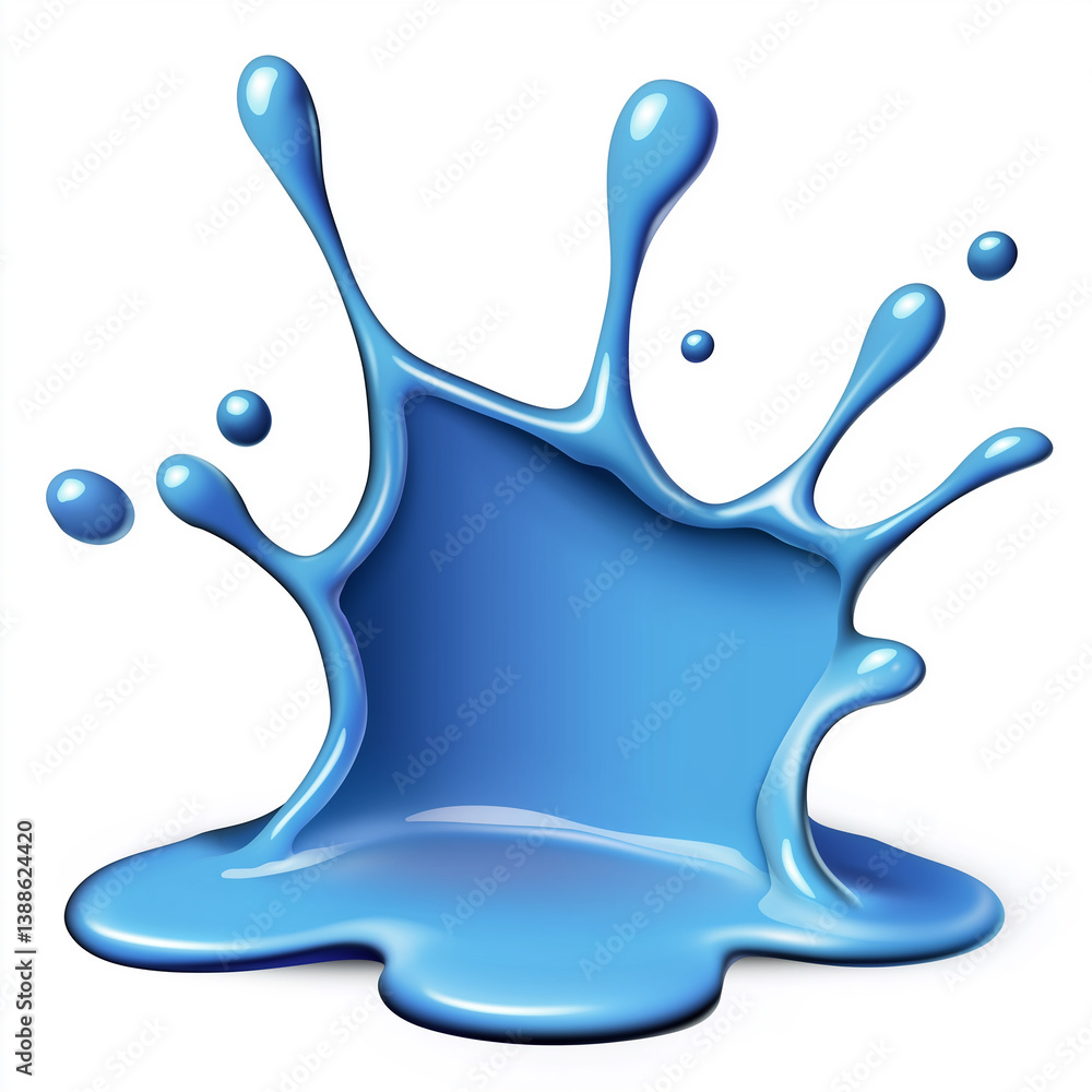 Poster blue splashing liquid creating a crown shape