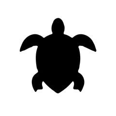 Stylized Silhouette of a Sea Turtle on White