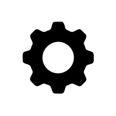 Simple Black Gear Icon Isolated on White Backdrop