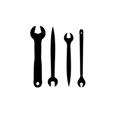 Silhouetted Wrench Tools Minimalist Arrangement