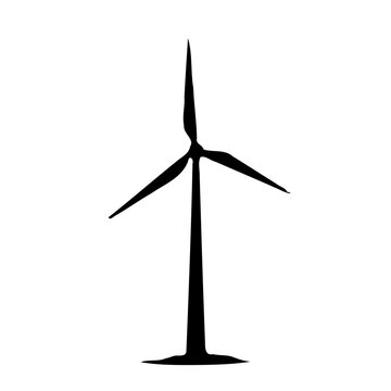 Wind Turbine Silhouette for Renewable Energy