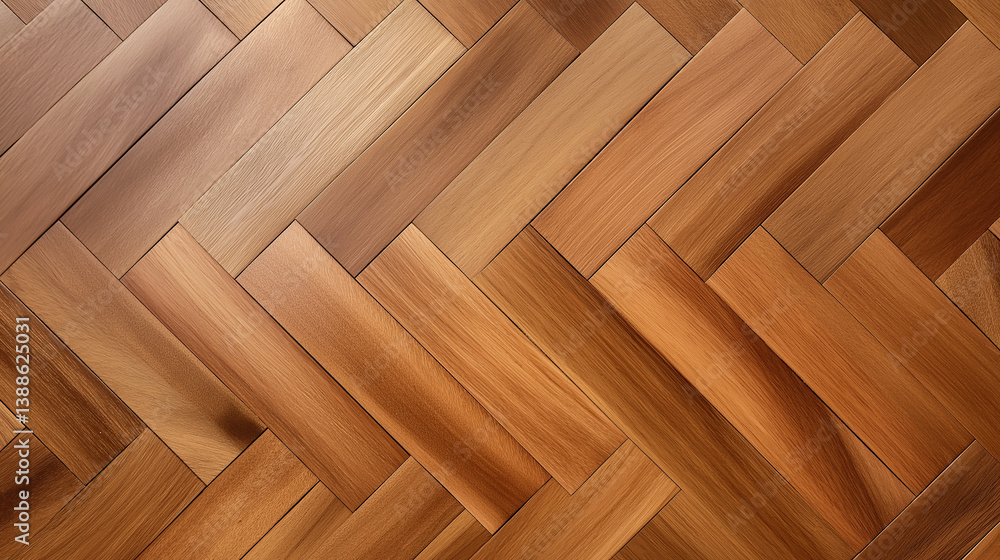 Poster polished herringbone parquet floor creating elegant zigzag pattern