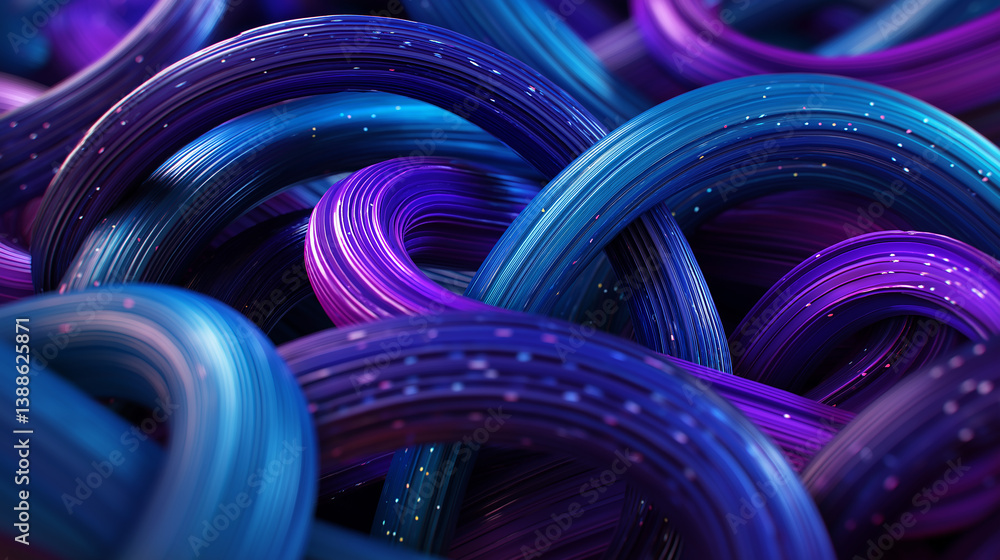 Poster intertwined vibrant strands creating a colorful abstract composition