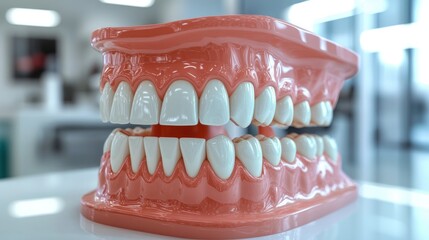 dental model showcasing healthy teeth and gums ideal for orthodontic education and awareness campaigns for oral hygiene and dental healthcare practices