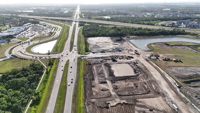 new construction of commercial property near the Moccasin Wallow exit on I-75 interstate in Parrish, Florida