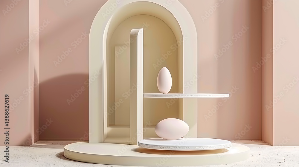 Aufkleber pastel egg shaped objects featured in minimalist architectural setting