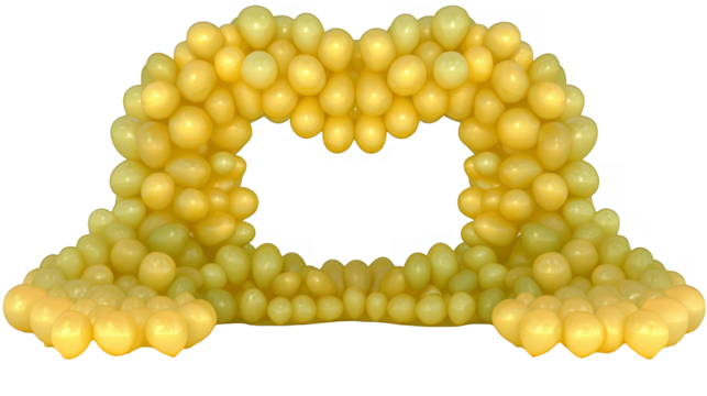 3D Rendered Yellow Balloon Arch Design With Transparent Background Celebration Event Decoration